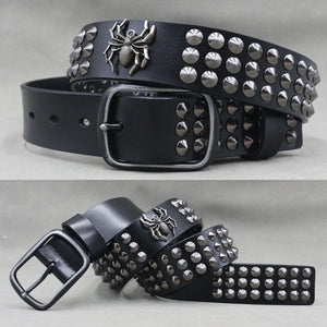 Ceinture en cuir véritable cloutée style rock - vue 8