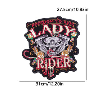 Grand écusson dorsal brodé Live To Ride style biker - vue 24