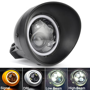 Phare LED rond noir 5,75 pouces pour moto custom et Harley-Davidson - vue 13
