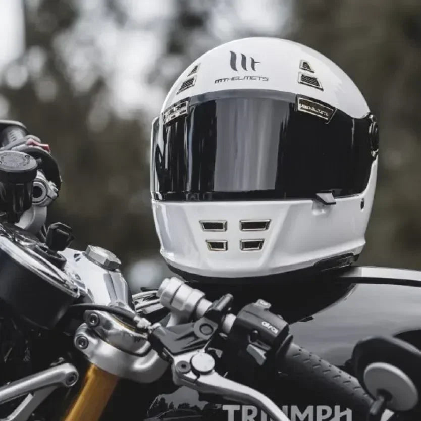Casque moto intégral rétro noir - vue de face - vue 11