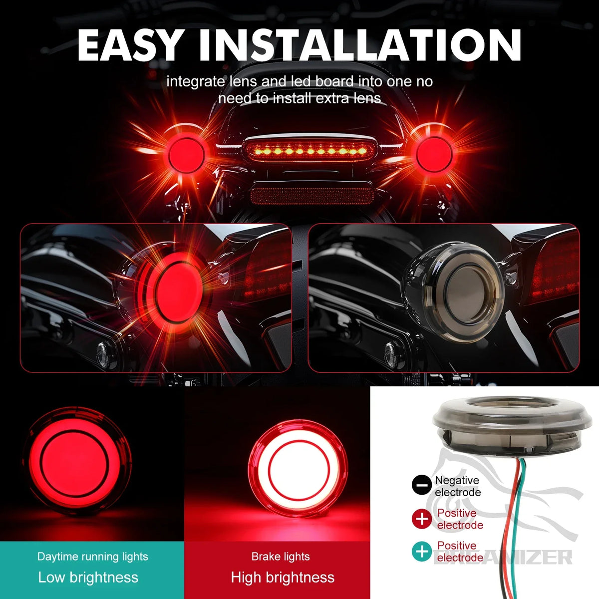 Insert de clignotant LED 1157 pour Harley Touring Softail Dyna - vue 3