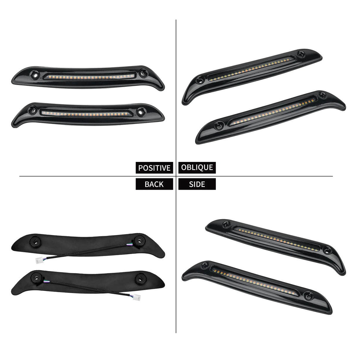 Feux LED noirs de clignotant fixés au pare-brise d'une Harley-Davidson Softail - vue 4
