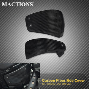 Kit de caches latéraux de batterie en fibre de carbone - Harley Softail Low Rider ST, Fat Boy, Breakout, Standard, FXBB, FLDE, FXST – photo 1/7