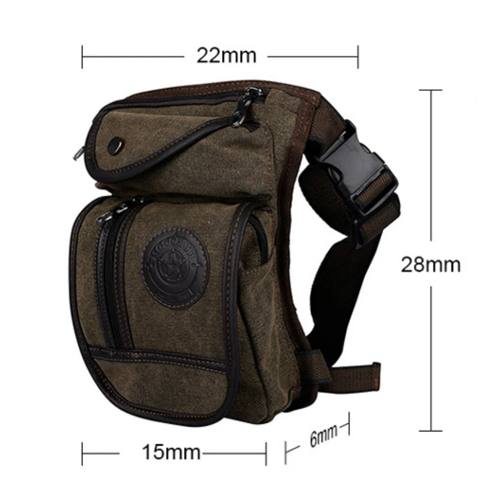 Sacoche de cuisse en toile marron pour moto - vue de face - vue 6