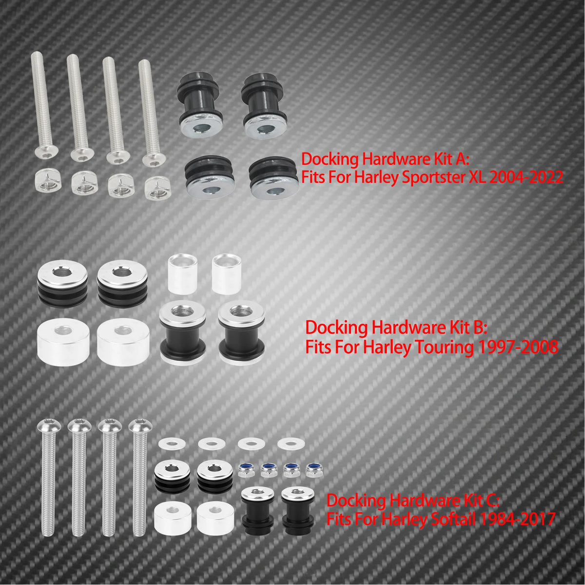 Kit de Fixation Rapide pour Dossier/Sissy Bar (Docking Hardware) - Harley-Davidson Sportster, Touring & Softail – photo 6/9