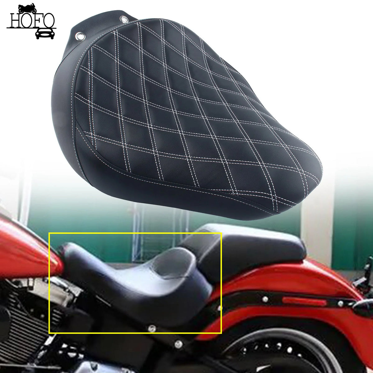 Selle solo avant en similicuir pour Harley-Davidson Fat Boy FLSTF (2007-2017)