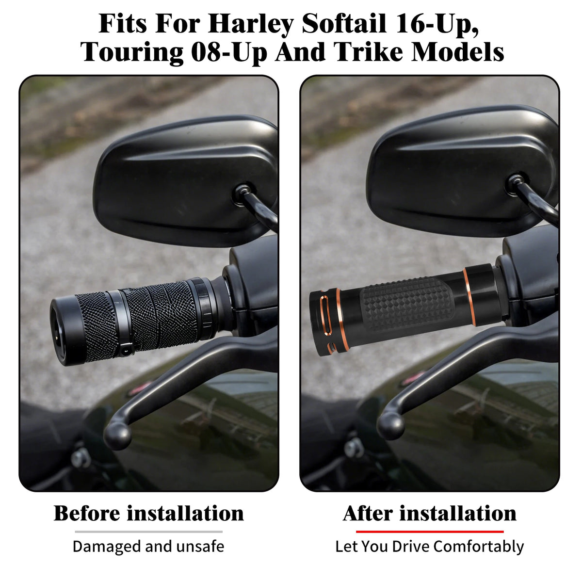Poignées 25 mm accélérateur électronique pour Harley Touring - vue 2