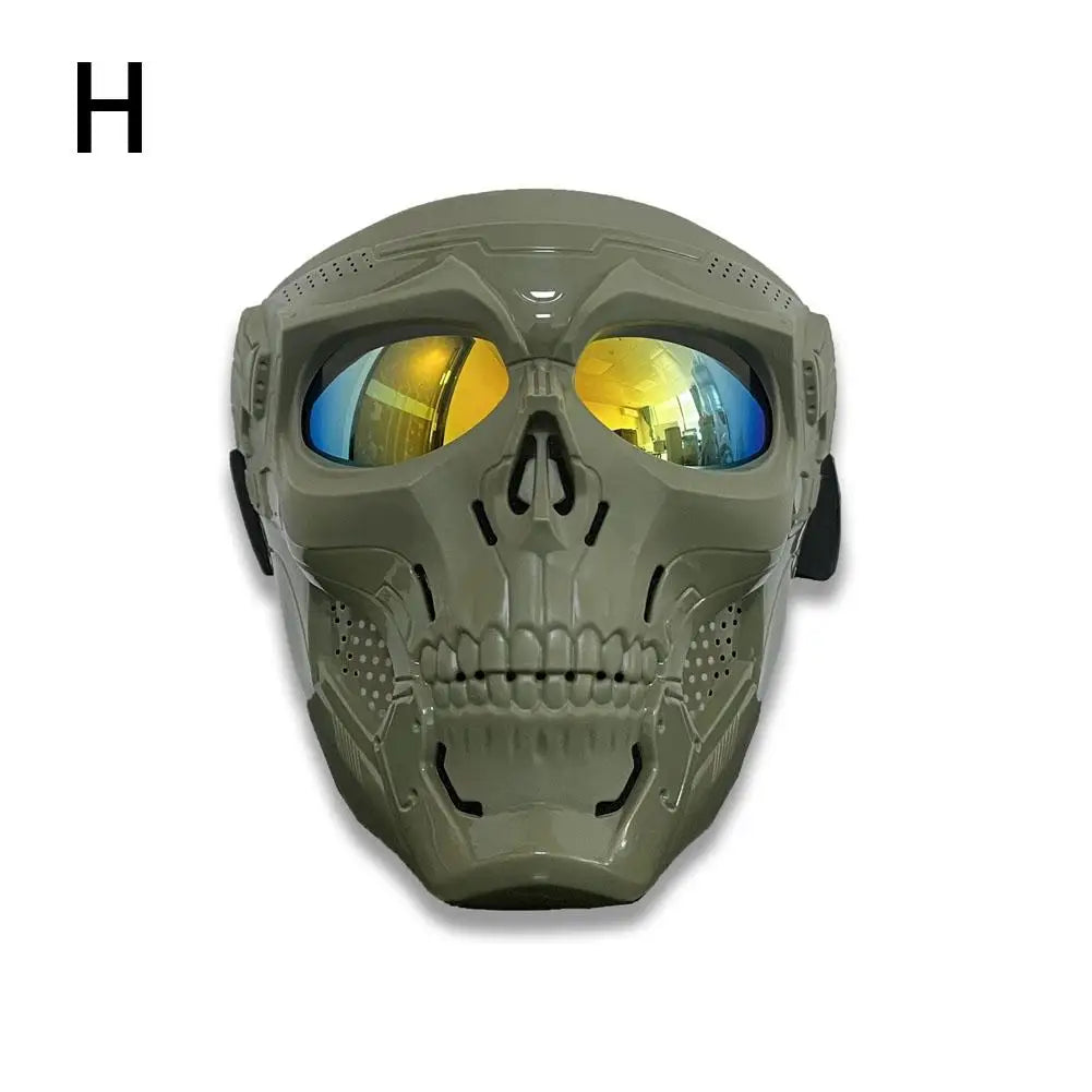 Masque de moto tête de mort rétro noir style biker - vue 14
