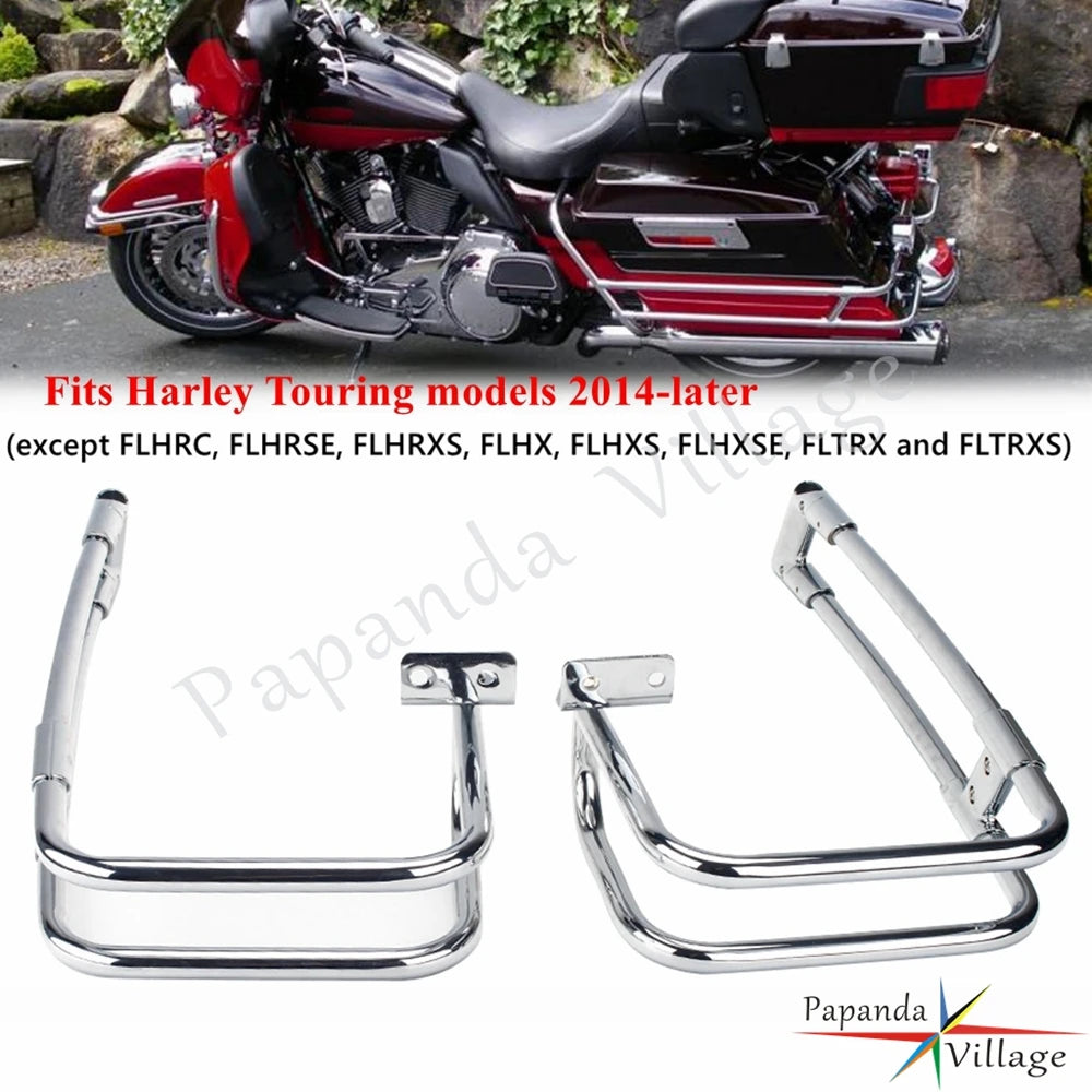 Arceau chromé double rail de protection de sacoche Harley - vue 5