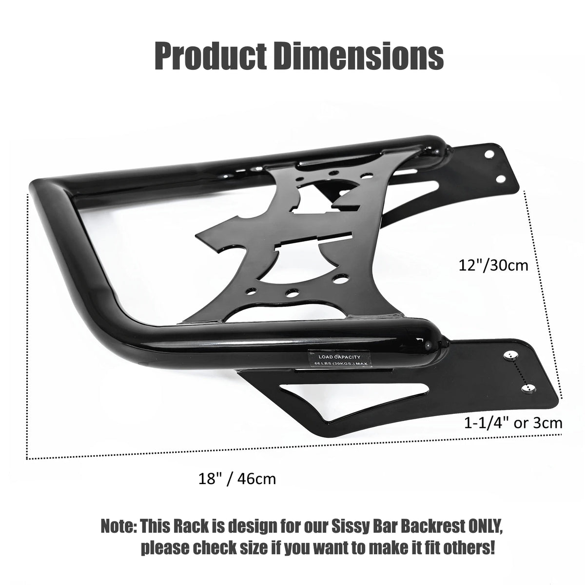 Dossier passager sissy-bar amovible avec porte-bagages pour Harley Softail - vue 3