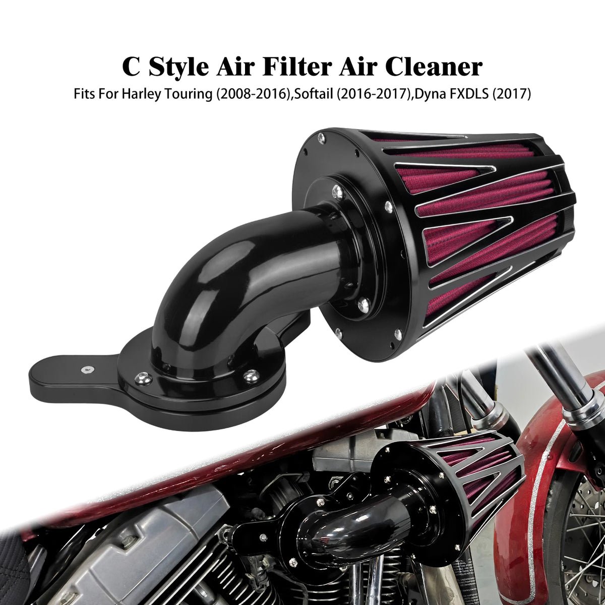 Filtre à air CNC gris et rouge pour moteur Harley-Davidson - vue 8