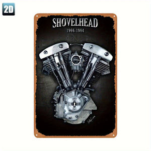 Plaque métallique vintage moteur Shovelhead pour garage - vue 1