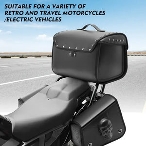 Sac Arrière de Moto 32L en Cuir PU Noir Design Tête de Mort 3D - Universel - vue 4
