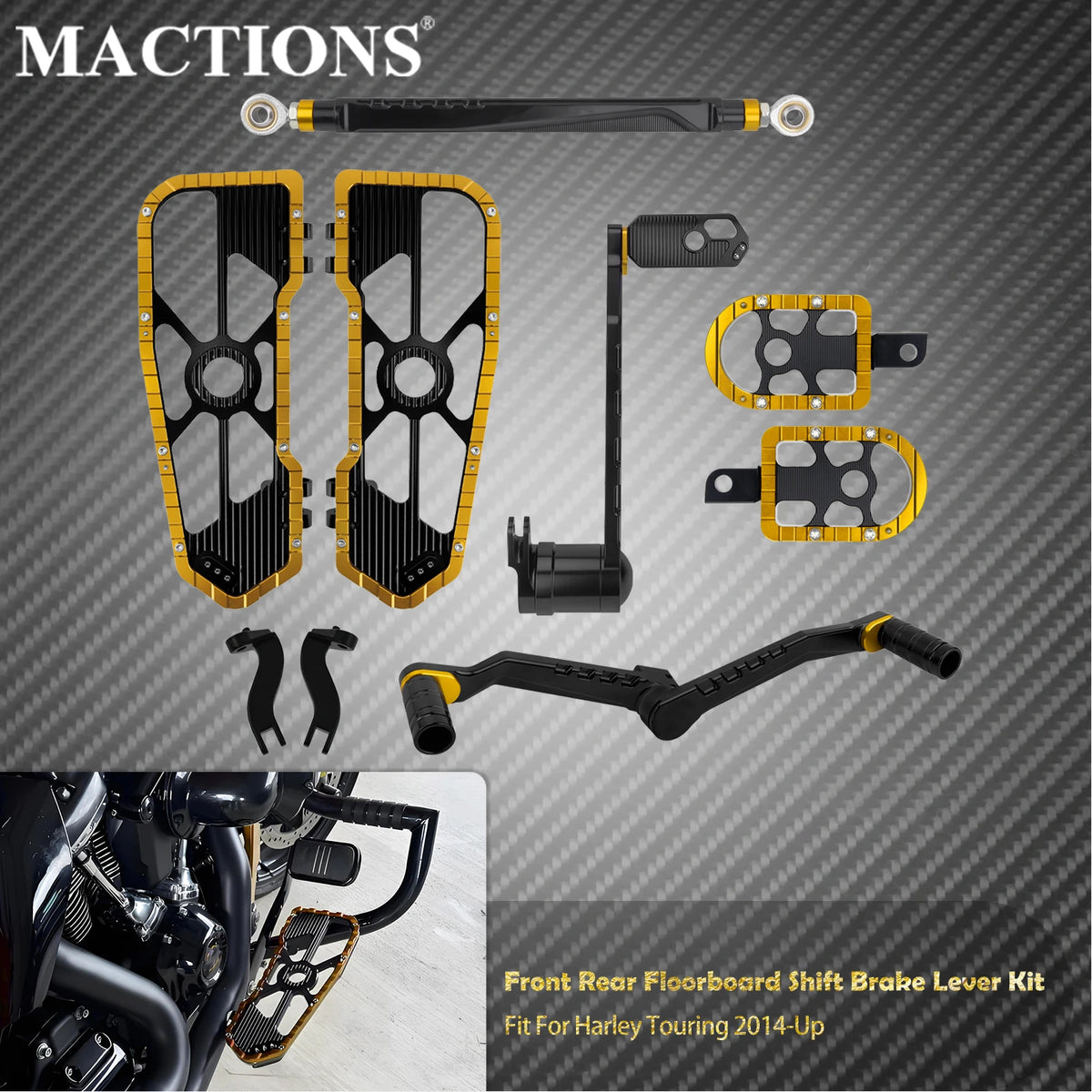 Kit planchers conducteur, repose-pieds passager et levier de frein/sélecteur pour Harley-Davidson Touring 2008-2025 – photo 11/14