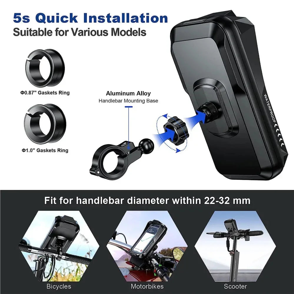 Housse étanche IPX6 pour smartphone moto/vélo avec support guidon universel - vue 3