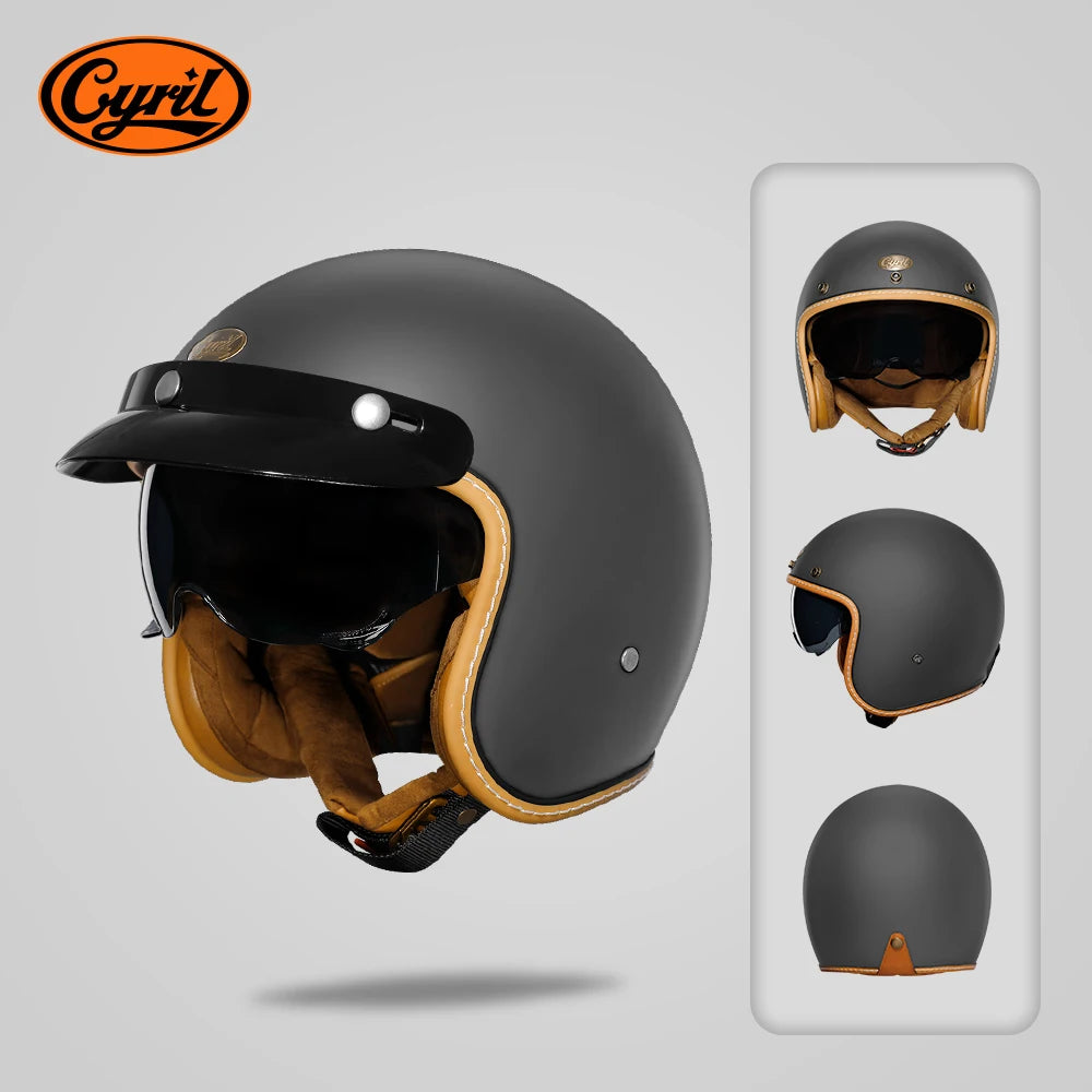 Casque moto jet rétro CYRIL B206 avec visière - vue 14