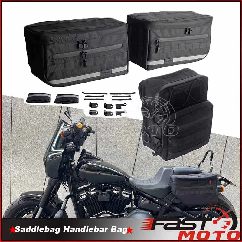 Sacoche cavalière noire en nylon balistique pour moto Harley-Davidson - vue 1