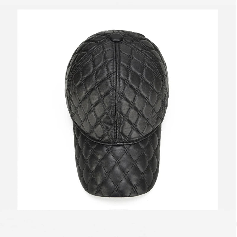 Casquette en cuir de mouton noir pour homme - vue 5