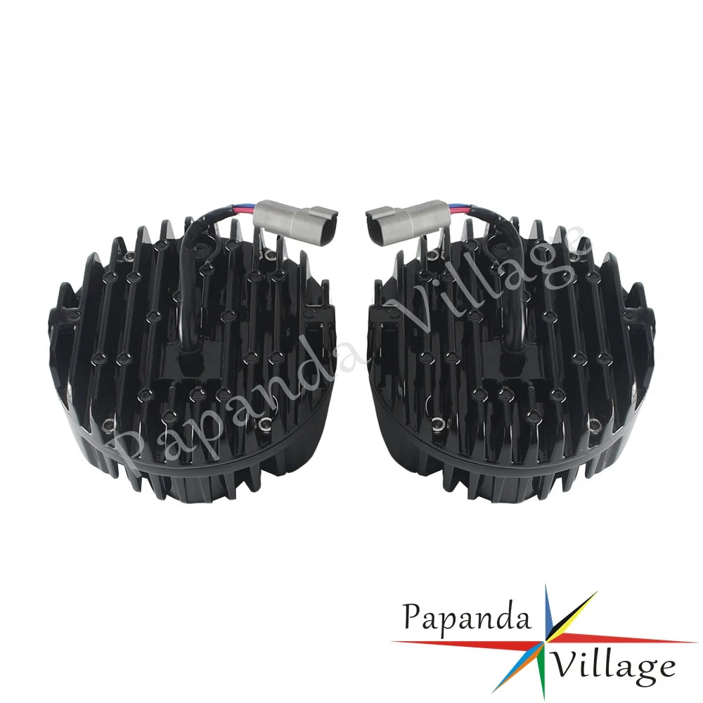 Phare LED avant noir avec feu antibrouillard jaune sur une Harley-Davidson Road Glide - vue 4