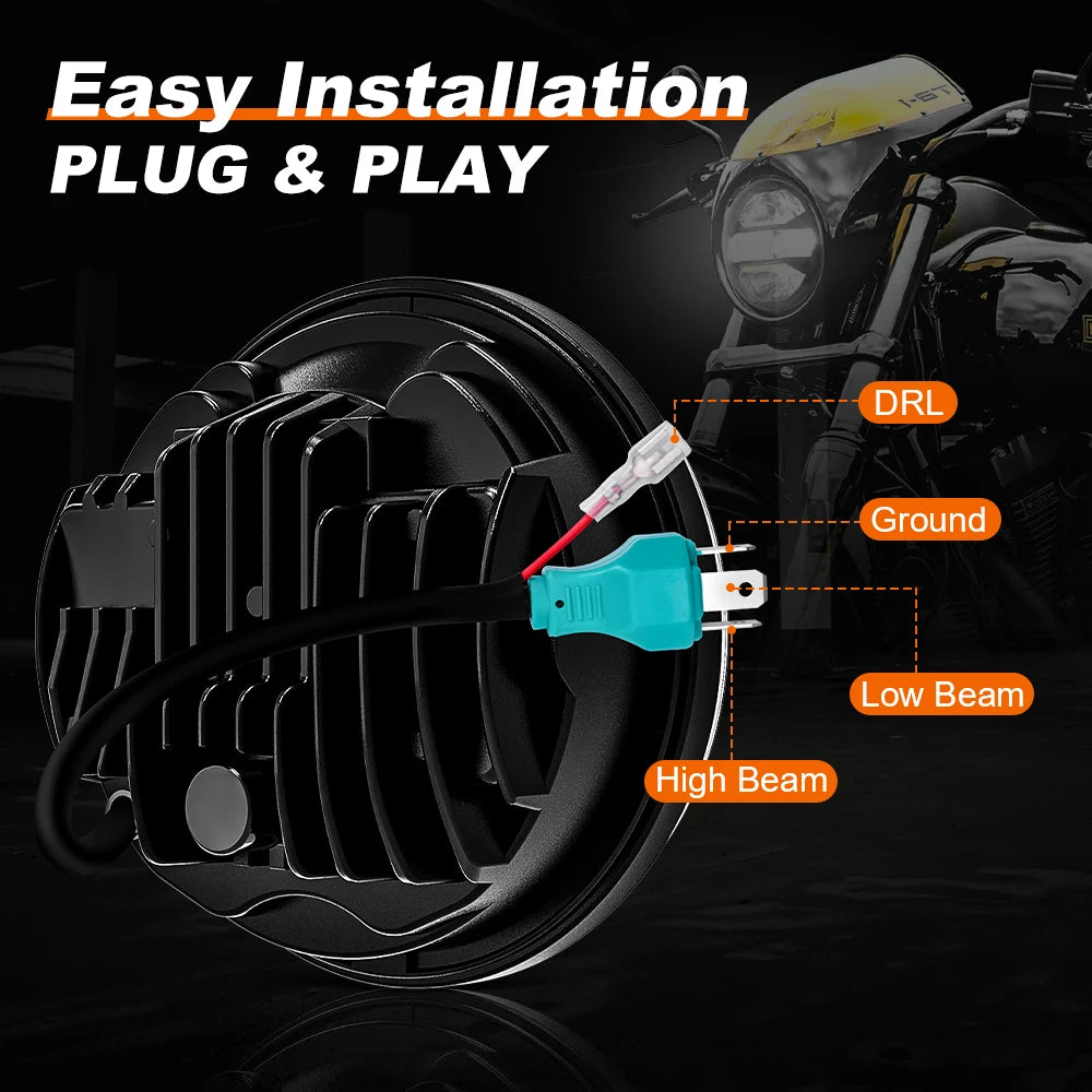 Phare LED 5,75 pouces pour Harley Dyna Softail - vue 6