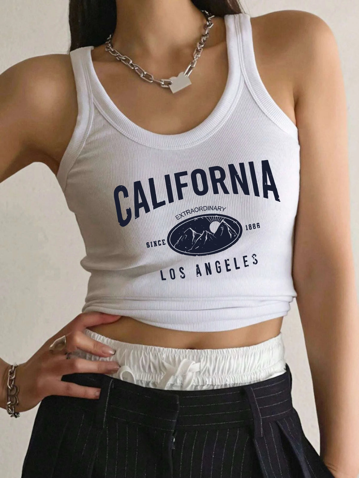 Débardeur côtelé femme California Los Angeles - vue 4