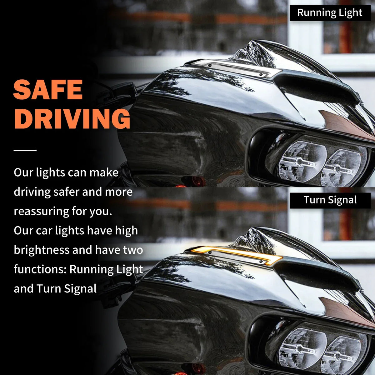 Feux LED Décoratifs de Pare-Brise avec Clignotant - Harley-Davidson Road Glide 2015-2023 – photo 3/8