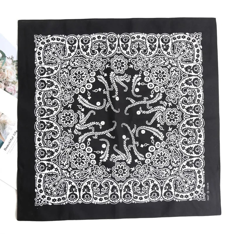 Bandana carré en coton motif cachemire - vue 9