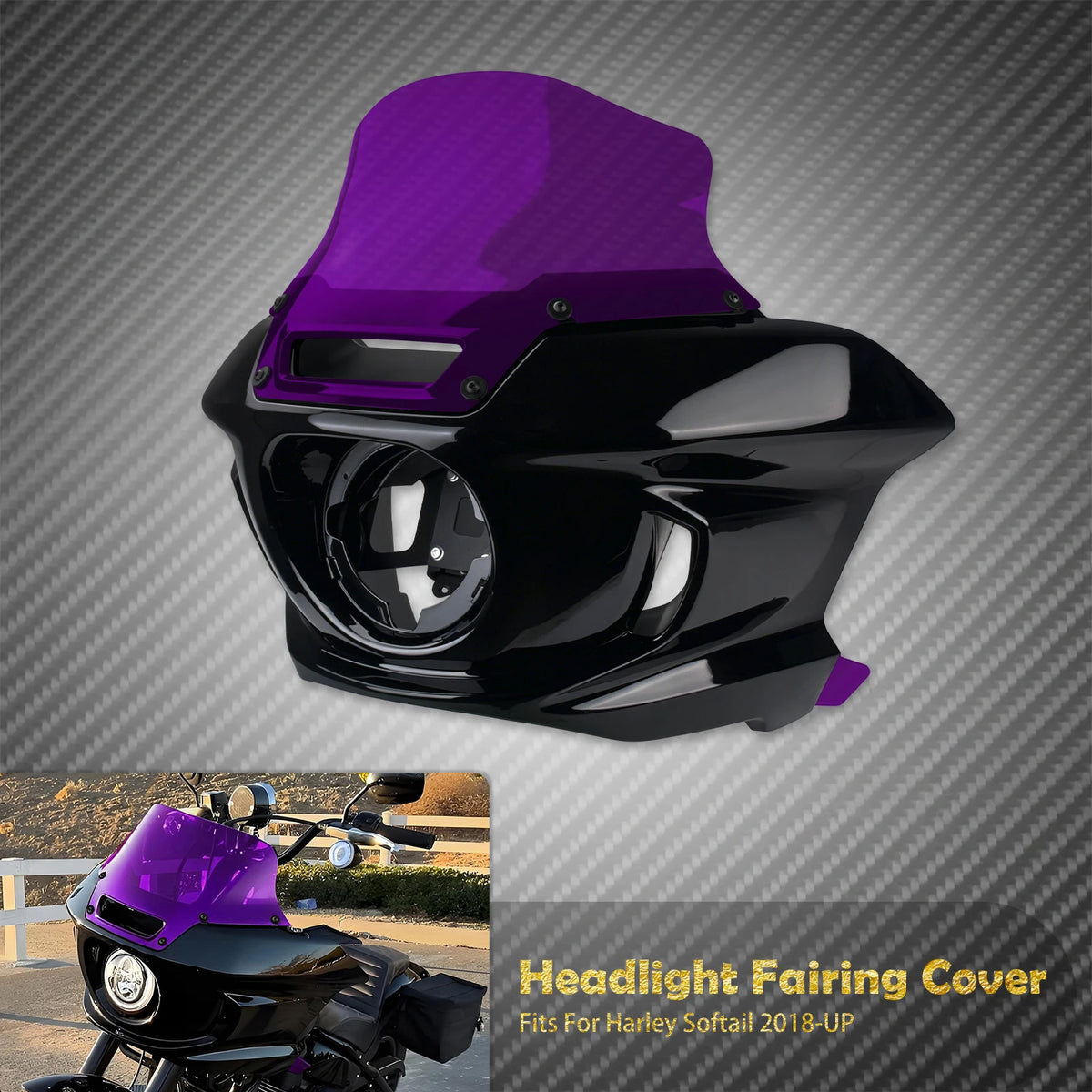 Carénage de phare avant noir pour Harley Softail - vue 8