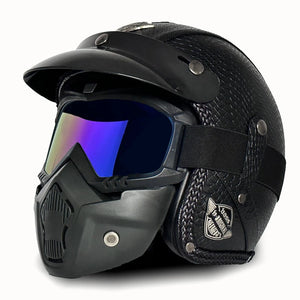 Casque Moto Vintage Ouvert en Cuir PU - Style Café Racer - vue 24