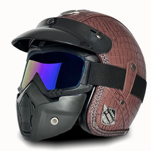 Casque Moto Vintage Ouvert en Cuir PU - Style Café Racer - vue 8