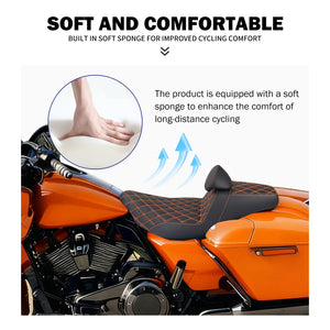 Selle biplace noire avec dossier conducteur pour Harley-Davidson Touring - vue 6