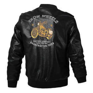 Blouson Moto Homme Simili Cuir Doublé, Automne/Hiver Rétro - vue 2