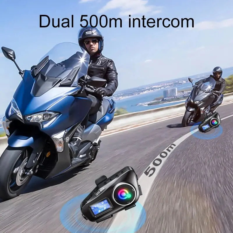 Kit intercom Bluetooth Q58-MAX fixé sur casque moto - vue 3