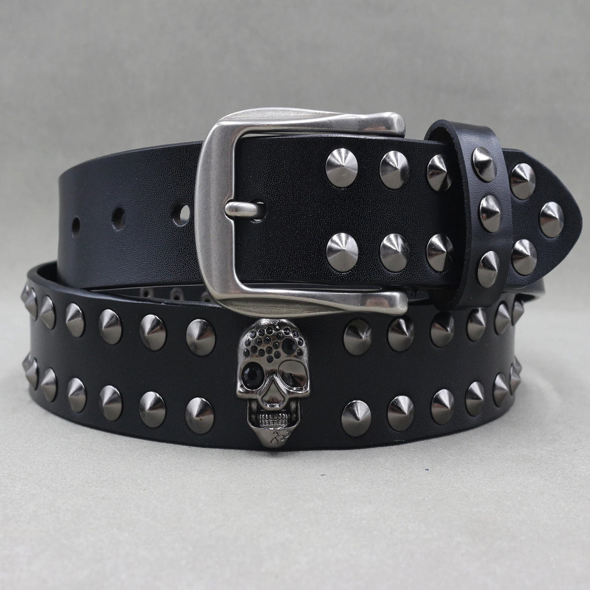 Ceinture en cuir véritable cloutée style rock - vue 22