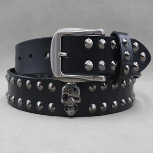 Ceinture en cuir véritable cloutée style rock - vue 22
