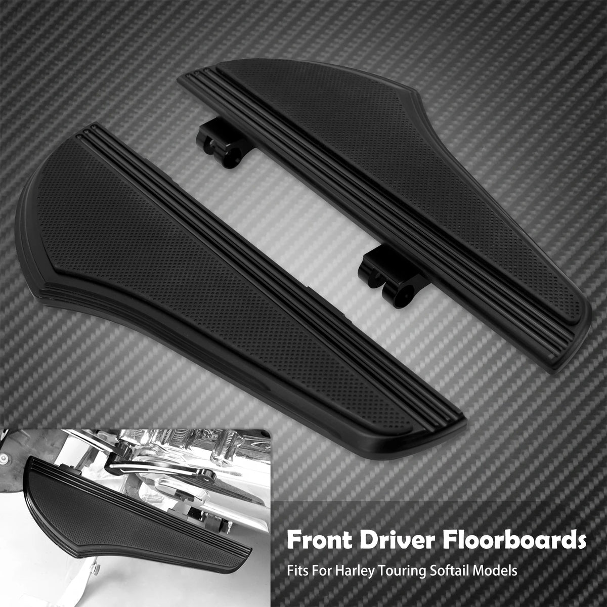 Repose-pieds conducteur antidérapants (Floorboards avant) - Harley-Davidson Softail, Touring, Dyna 1986 et plus – photo 8/8