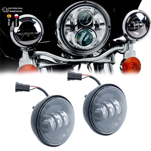 Feu antibrouillard LED rond noir monté sur une Harley-Davidson Electra Glide - vue 1