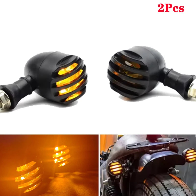 Clignotant LED rétro grille noire style café racer, montage universel 10mm - vue 8