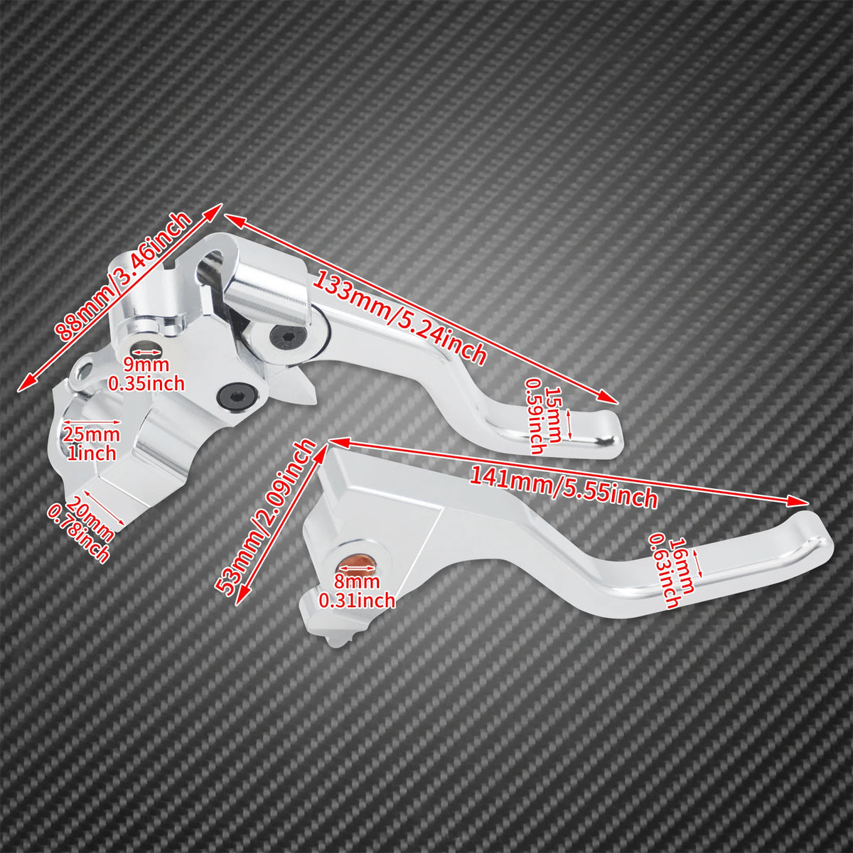 Levier de frein/embrayage court 1'' (25mm) - Harley Sportster XL 883, 1200, 48, 72, Roadster 2014-2022 – photo 6/8
