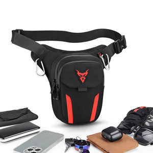 Sac banane moto noir porté à la cuisse - vue - vue 2