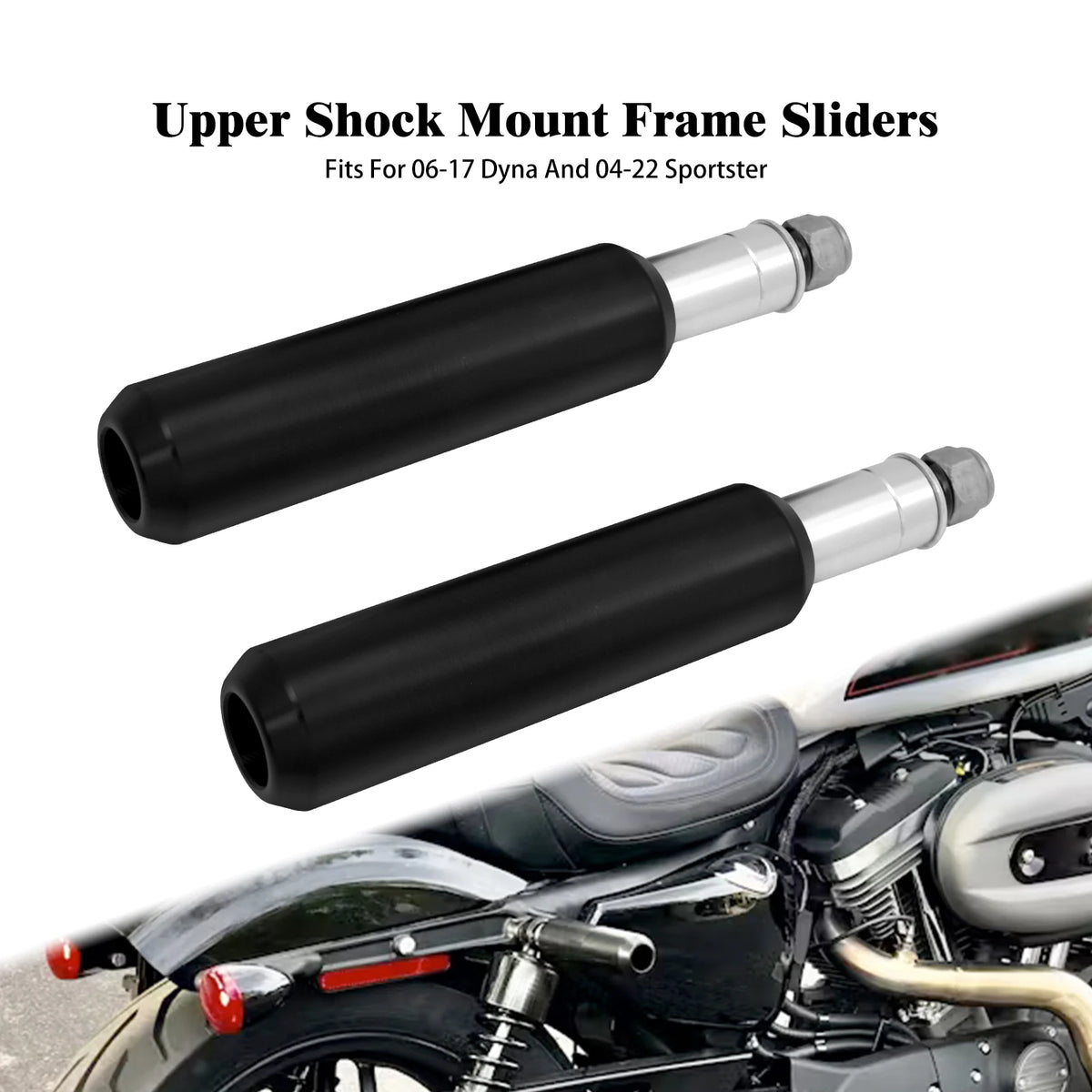 Sliders de Cadre sur Amortisseurs Supérieurs (Protection) - Harley-Davidson Dyna 2006-2017, Sportster 2004-2022 – photo 1/6
