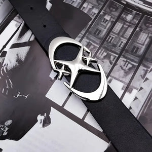 Ceinture unisexe boucle ovale métallique motif croix - vue 3