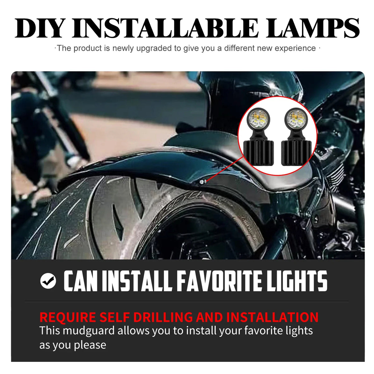 Garde-boue arrière court en acier noir pour Harley-Davidson Softail - vue 5