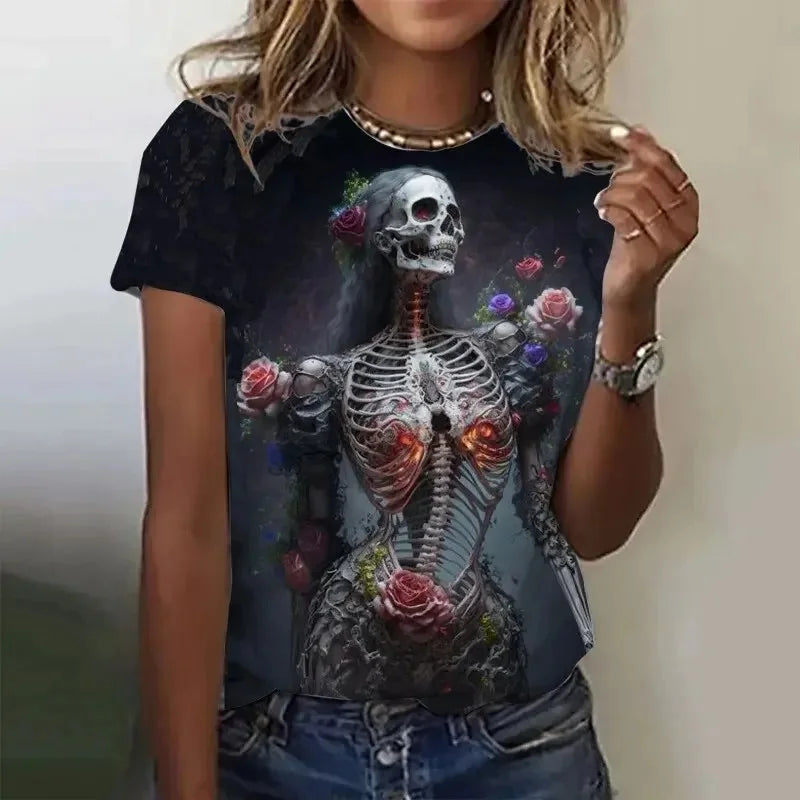 T-shirt Femme Crâne Rose Vintage Oversize - vue 21