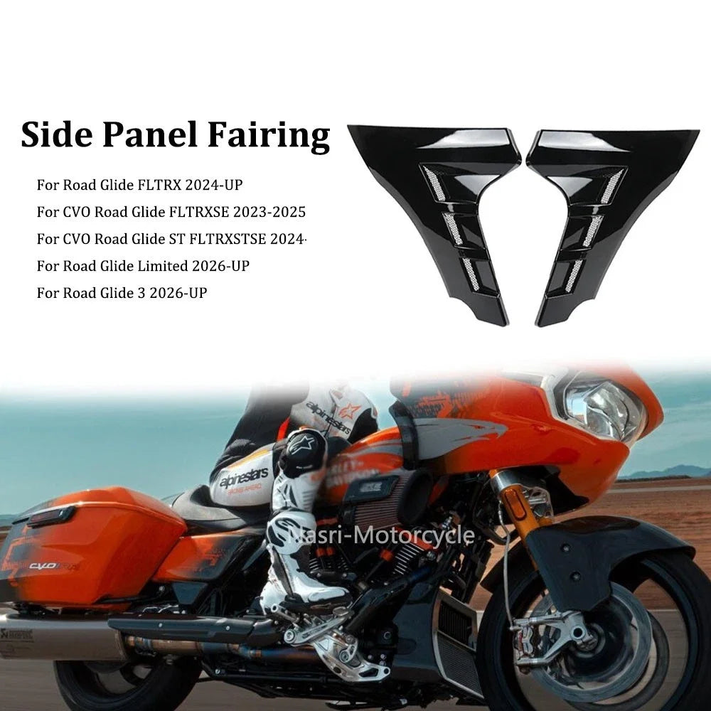 Support de spoiler latéral de carénage noir pour Harley Road Glide - vue 1