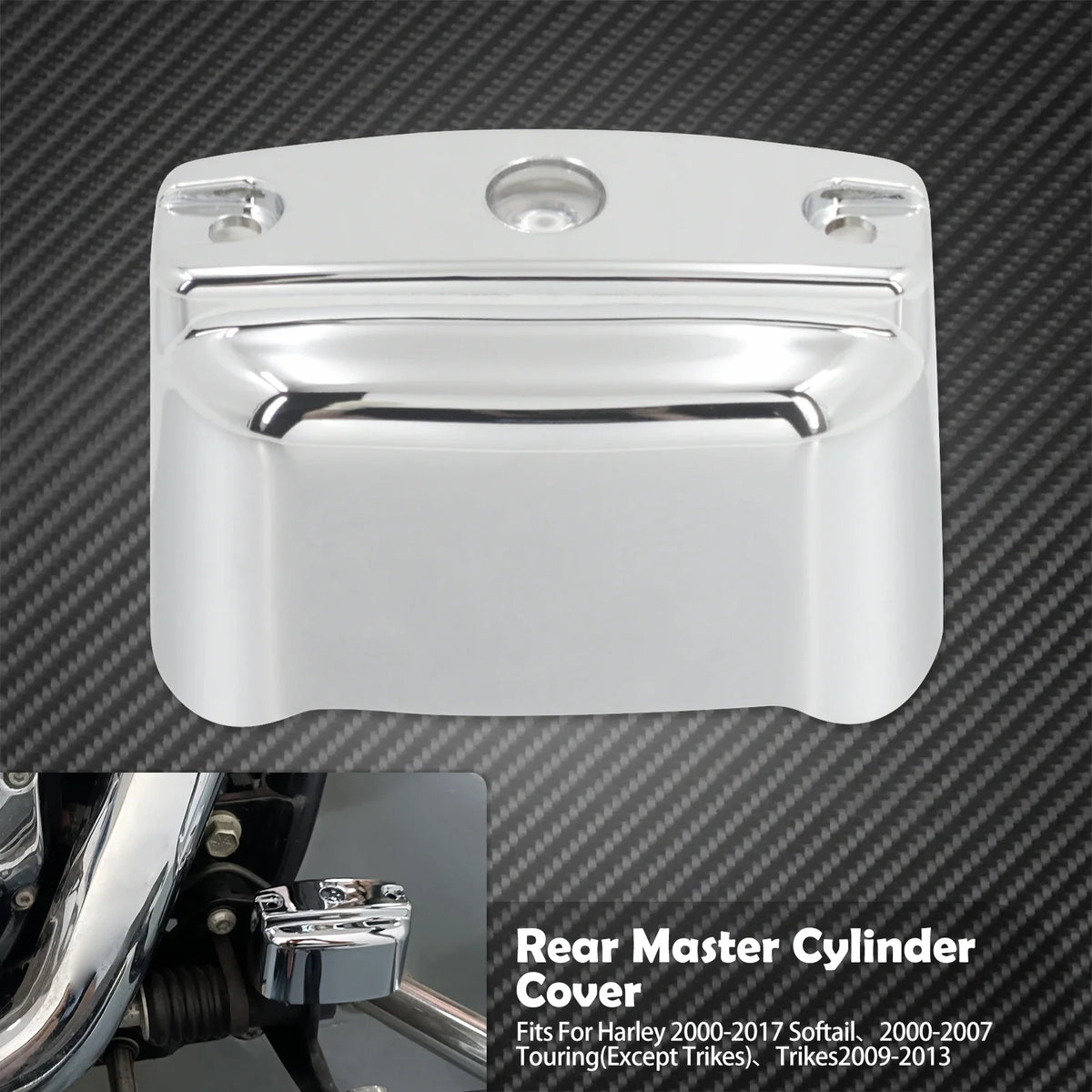 Cache maître-cylindre de frein arrière chromé pour Harley-Davidson Softail, Touring, Trike 2000-2017 – photo 7/7