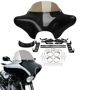 Carénage avant batwing noir avec pare-brise pour moto - vue 1