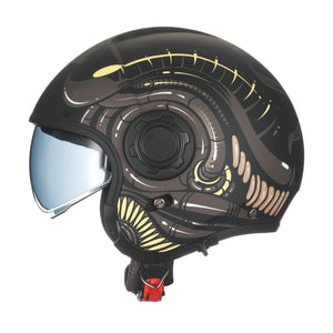 Casque moto modulable rétro noir avec double écran - vue - vue 4