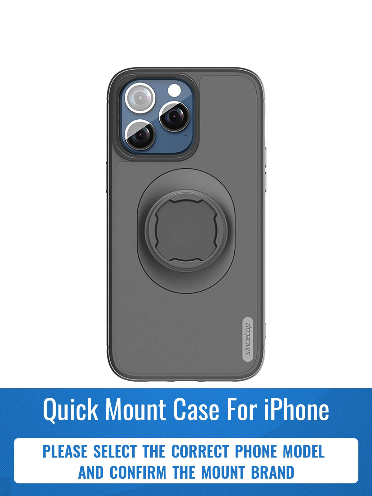 Coque antichoc pour iPhone avec verrouillage type Quad-Lock, compatible support moto, vélo et voiture - vue 1