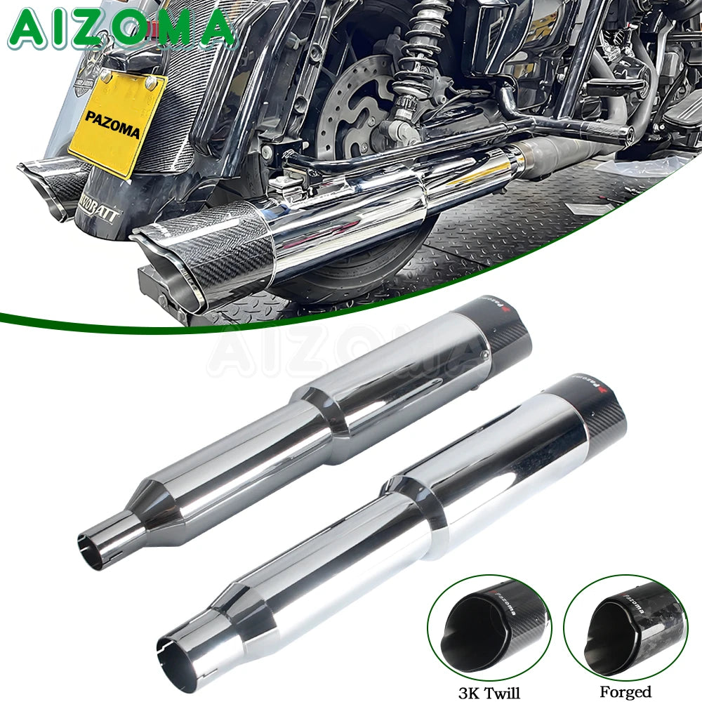 Silencieux slip-on 4,5 po carbone/inox pour Harley-Davidson Touring FLHX, FLTRX, FLHTK 2017-2026 (échappement double) – photo 1/8